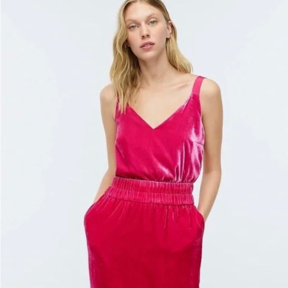 Jcrew hot pink velvet tank. Worn once. Size small